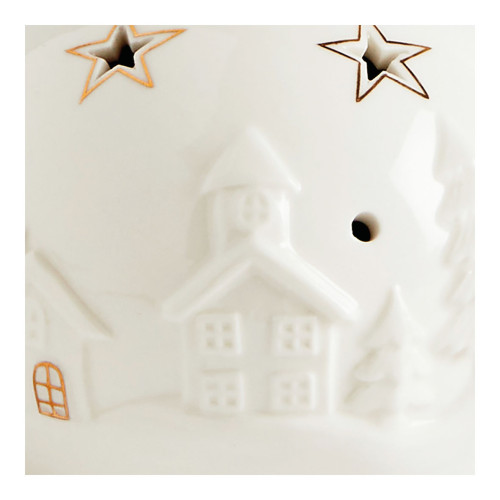 Bola decorativa Pueblo de Navidad de cerámica con LED - Tamaño pequeño