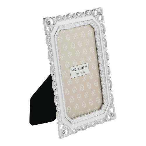 Royal Arabesques Rectangular Photo Frame in Whitewashed Metal
