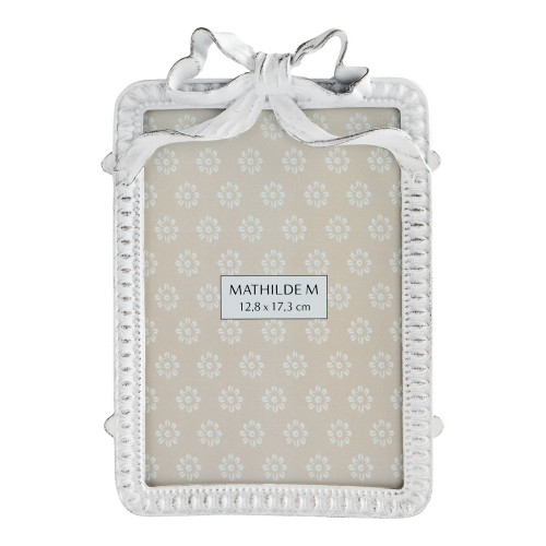 Rectangular Whitewashed Metal Bow Photo Frame - Large