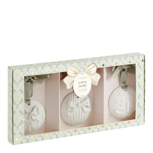 Coffret boules de Noël parfumées Rubans de Fête - Sapin Doré