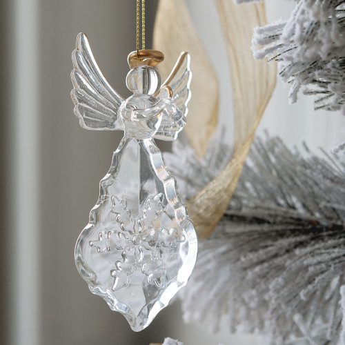 Estuche de 2 colgantes grandes de ángel de cristal