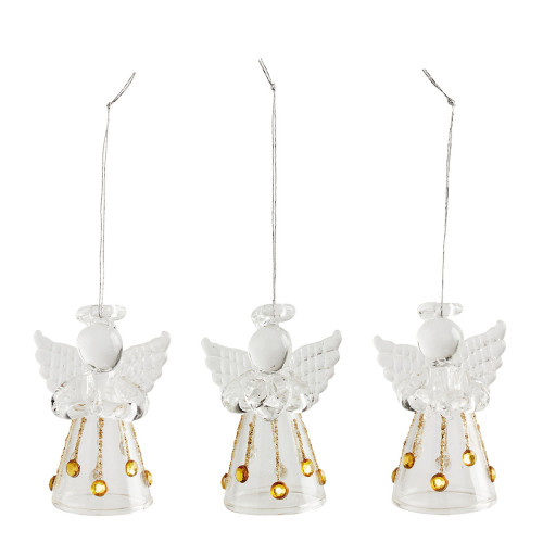 Cofanetto di 3 mini angeli in vetro da appendere
