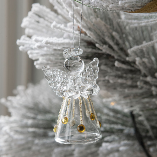 Set of 3 Mini Glass Hanging Angels