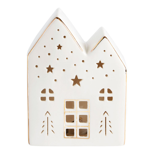 Decorative Ceramic House with LED Lights - Large