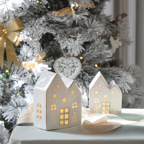 Maison décorative en céramique avec LED - Grand modèle