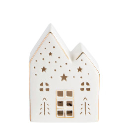 Decorative Ceramic House with LED Lights - Small