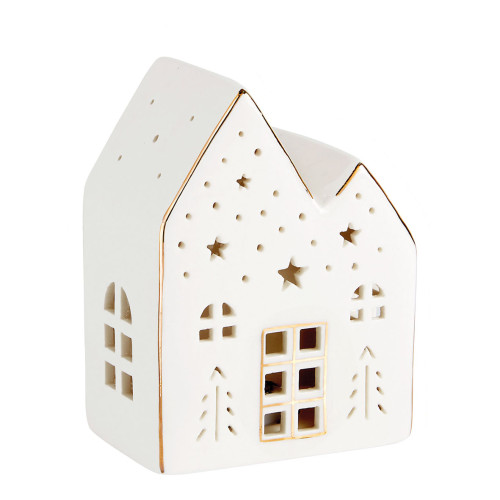 Decorative Ceramic House with LED Lights - Small