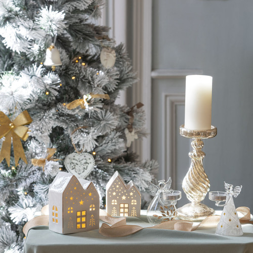 Decorative Ceramic House with LED Lights - Small