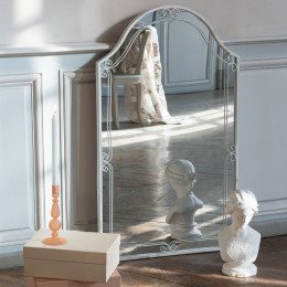Miroir Apolline en métal blanchi