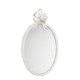 Miroir ovale Nœud en métal blanchi - Petit modèle