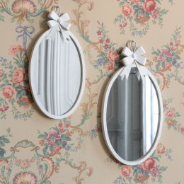 Miroir ovale Nœud en métal blanchi - Petit modèle
