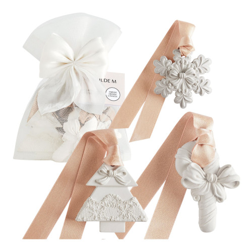 Pouch of 3 Rubans de Fête scented ornaments - Orange Cannelle