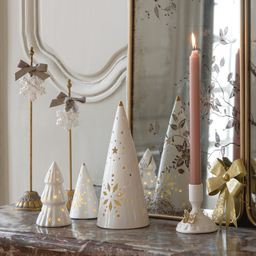 Albero di Natale decorativo a cono in ceramica con LED - Modello grande