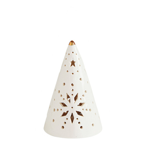 Árbol de Navidad cónico decorativo de cerámica con LED - Tamaño pequeño