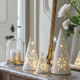 Sapin cône décoratif en céramique avec LED - Petit modèle