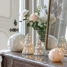 Sapin décoratif en céramique avec LED - Grand modèle