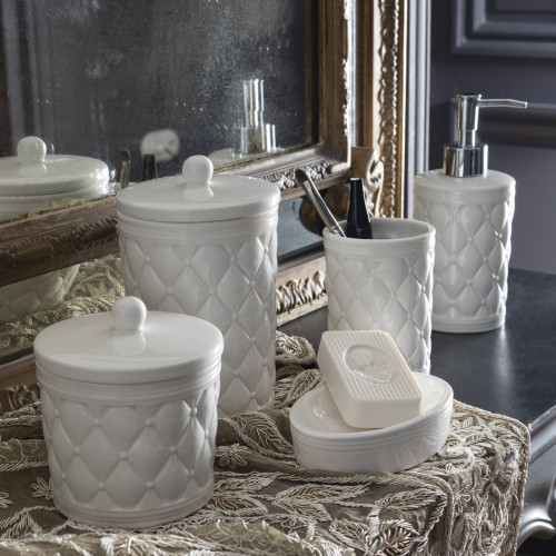 Set of 2 Boudoir Précieux ceramic cotton jars