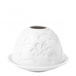Portavelas de litofanía Flores Majestuosas en bizcocho de porcelana